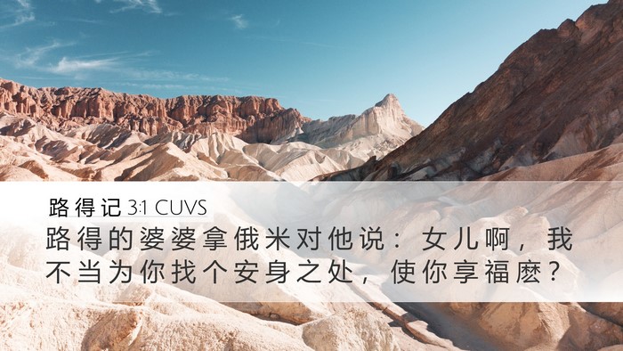 路 得 记 3:1 CUVS Bible Verse Image