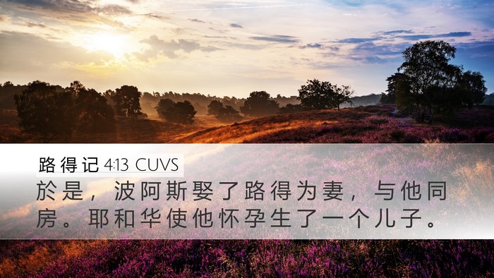 路 得 记 4:13 CUVS Desktop Wallpaper - 於 是 ， 波 阿 斯 娶 了 路 得 为 妻 - Desktop Bible Verse Wallpaper