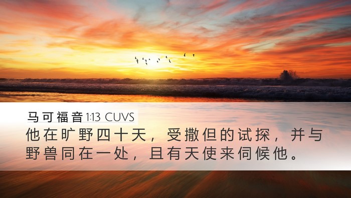 马 可 福 音 1:13 CUVS Bible Verse Image
