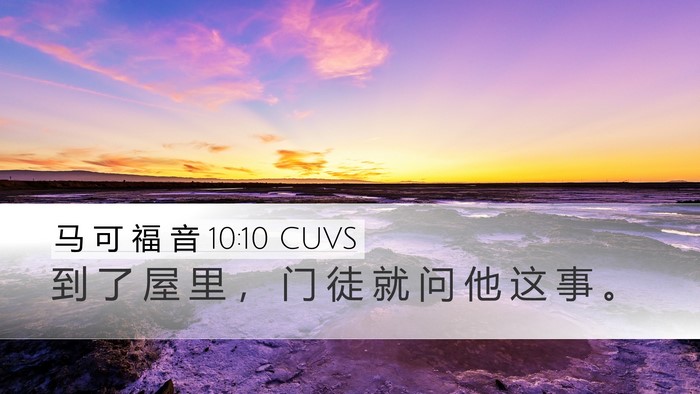 马 可 福 音 10:10 CUVS Desktop Wallpaper - 到 了 屋 里 ， 门 徒 就 问 他 这 事 - Desktop Bible Verse Wallpaper