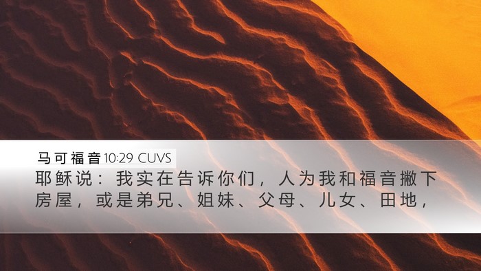 马 可 福 音 10:29 CUVS Bible Verse Image