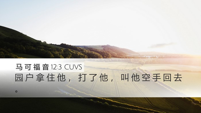 马 可 福 音 12:3 CUVS Desktop Wallpaper - 园 户 拿 住 他 ， 打 了 他 ， 叫 他 - Desktop Bible Verse Wallpaper