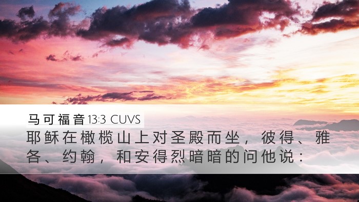 马 可 福 音 13:3 CUVS Bible Verse Image