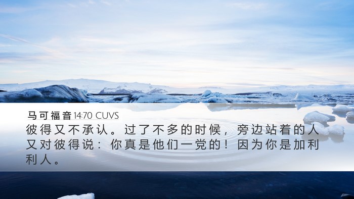 马 可 福 音 14:70 CUVS Desktop Wallpaper - 彼 得 又 不 承 认 。 过 了 不 多 的 - Desktop Bible Verse Wallpaper