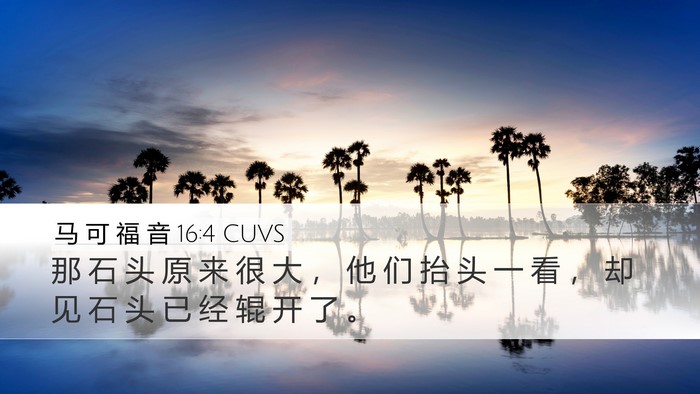 马 可 福 音 16:4 CUVS Desktop Wallpaper - 那 石 头 原 来 很 大 ， 他 们 抬 头 - Desktop Bible Verse Wallpaper
