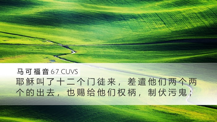马 可 福 音 6:7 CUVS Bible Verse Image