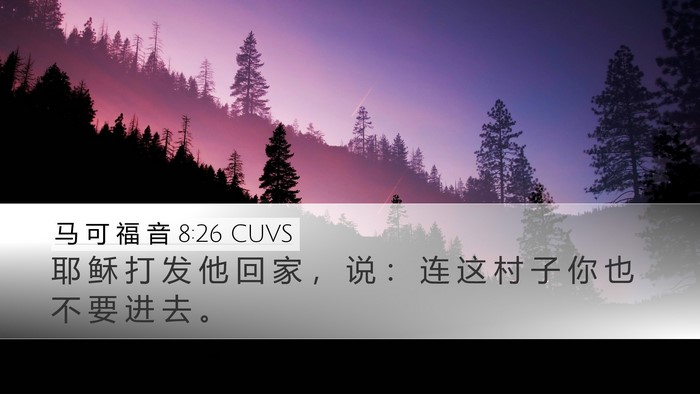 马 可 福 音 8:26 CUVS Desktop Wallpaper - 耶 稣 打 发 他 回 家 ， 说 ： 连 这 - Desktop Bible Verse Wallpaper