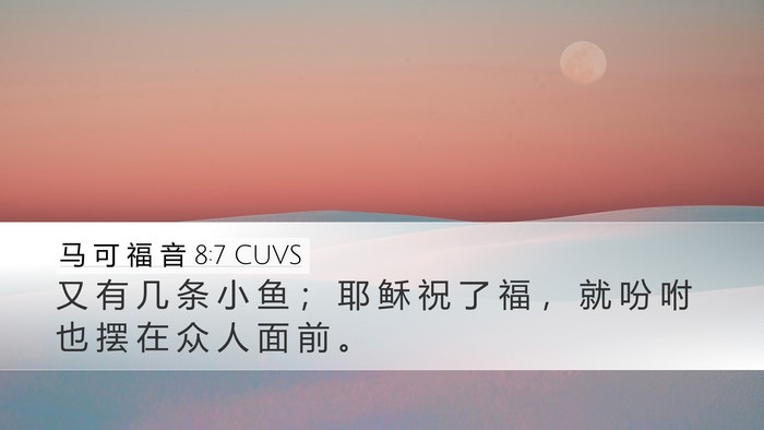 马 可 福 音 8:7 CUVS Desktop Wallpaper - 又 有 几 条 小 鱼 ； 耶 稣 祝 了 福 - Desktop Bible Verse Wallpaper