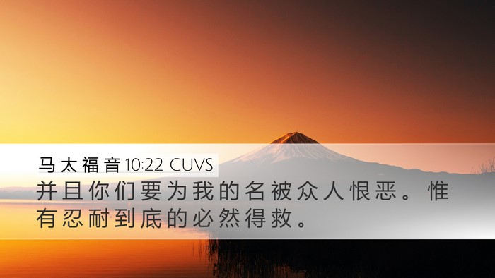 马 太 福 音 10:22 CUVS Bible Verse Image