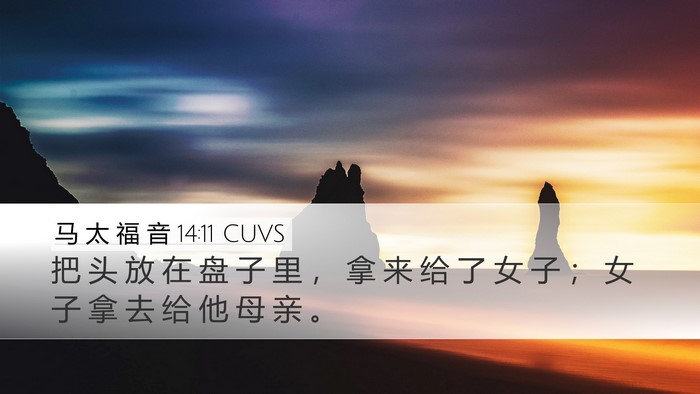 马 太 福 音 14:11 CUVS Desktop Wallpaper - 把 头 放 在 盘 子 里 ， 拿 来 给 了 - Desktop Bible Verse Wallpaper