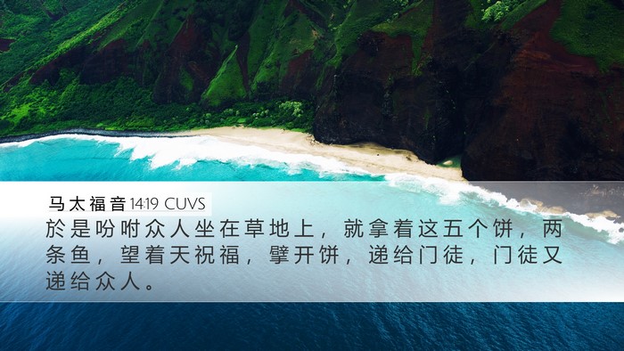 马 太 福 音 14:19 CUVS Bible Verse Image