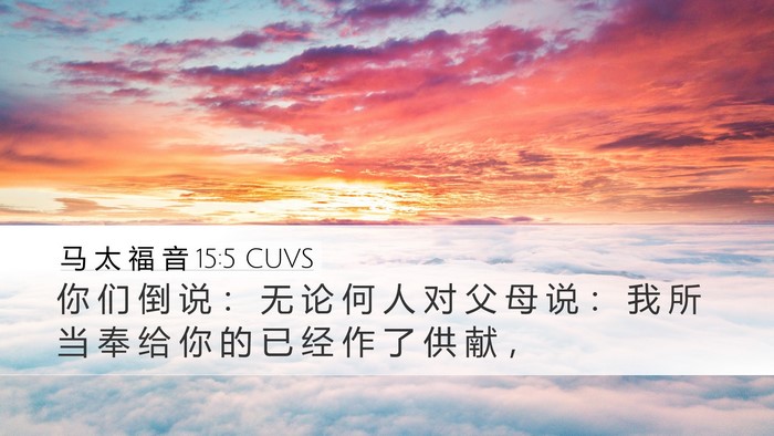 马 太 福 音 15:5 CUVS Desktop Wallpaper - 你 们 倒 说 ： 无 论 何 人 对 父 母 - Desktop Bible Verse Wallpaper