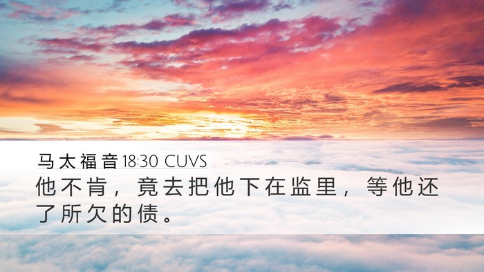 马 太 福 音 18:30 CUVS Desktop Wallpaper - 他 不 肯 ， 竟 去 把 他 下 在 监 里 - Desktop Bible Verse Wallpaper