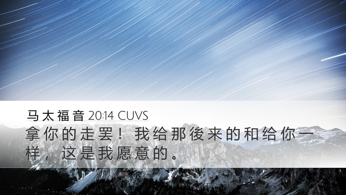 马 太 福 音 20:14 CUVS Desktop Wallpaper - 拿 你 的 走 罢 ！ 我 给 那 後 来 的 - Desktop Bible Verse Wallpaper