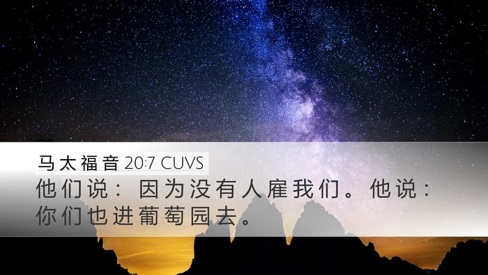 马 太 福 音 20:7 CUVS Desktop Wallpaper - 他 们 说 ： 因 为 没 有 人 雇 我 们 - Desktop Bible Verse Wallpaper