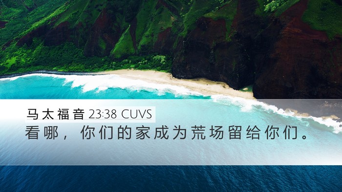 马 太 福 音 23:38 CUVS Desktop Wallpaper - 看 哪 ， 你 们 的 家 成 为 荒 场 留 - Desktop Bible Verse Wallpaper