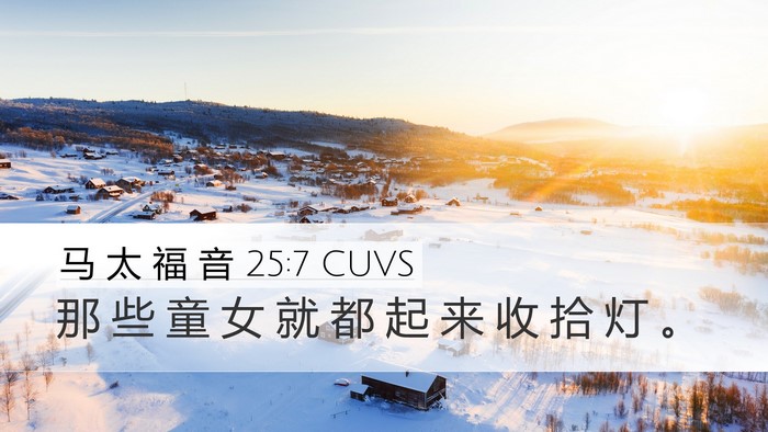 马 太 福 音 25:7 CUVS Desktop Wallpaper - 那 些 童 女 就 都 起 来 收 拾 灯 - Desktop Bible Verse Wallpaper
