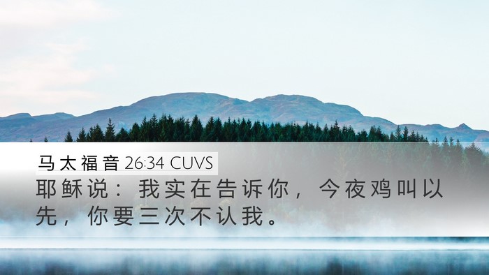 马 太 福 音 26:34 CUVS Bible Verse Image