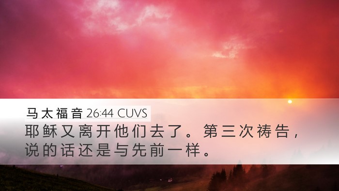 马 太 福 音 26:44 CUVS Bible Verse Image