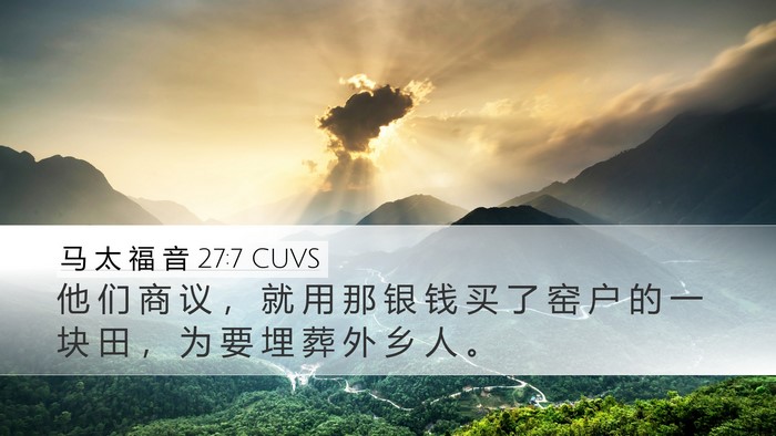马 太 福 音 27:7 CUVS Desktop Wallpaper - 他 们 商 议 ， 就 用 那 银 钱 买 了 - Desktop Bible Verse Wallpaper