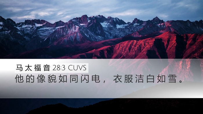 马 太 福 音 28:3 CUVS Bible Verse Image
