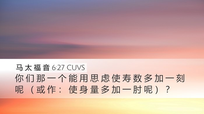 马 太 福 音 6:27 CUVS Bible Verse Image