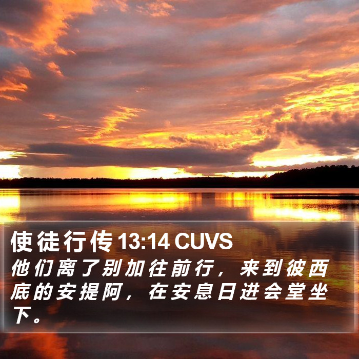 使 徒 行 传 13:14 CUVS - 他 们 离 了 别 加 往 前 行 , 来 到