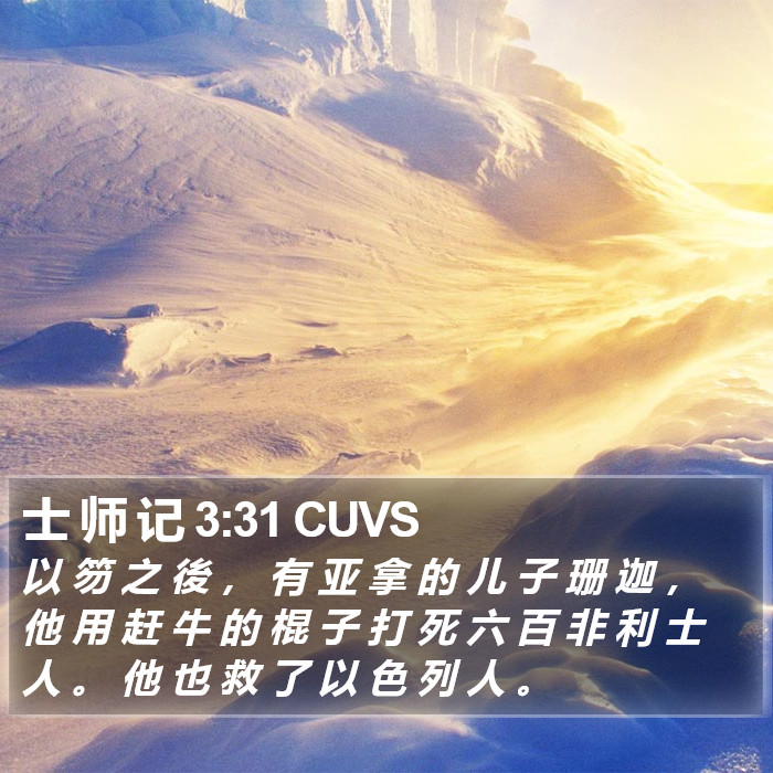 士 师 记 3:31 CUVS - 以 笏 之 後 , 有 亚 拿 的 儿 子 珊