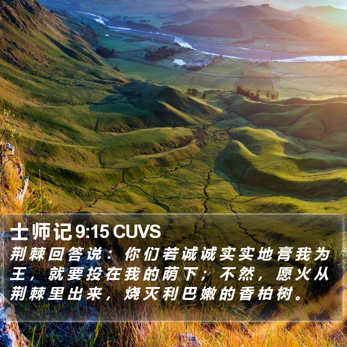 士 师 记 9:15 CUVS - 荆 棘 回 答 说 : 你 们 若 诚 诚 实