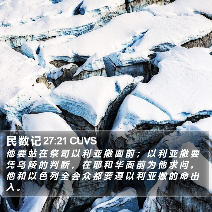 民 数 记 27:21 CUVS - 他 要 站 在 祭 司 以 利 亚 撒 面 前