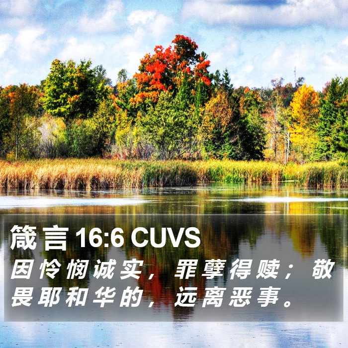 箴 言 16:6 CUVS - 因 怜 悯 诚 实 , 罪 孽 得 赎 ; 敬
