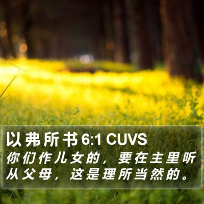以 弗 所 书 6:1 CUVS Bible Verse Image