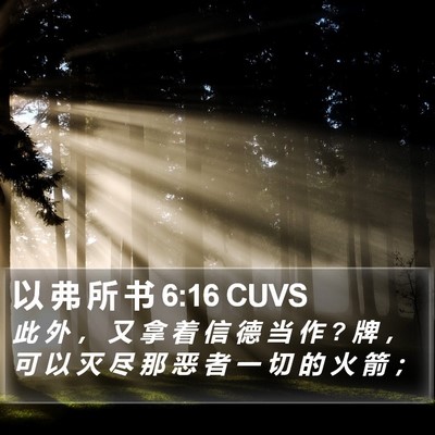 以 弗 所 书 6:16 CUVS Bible Verse Image