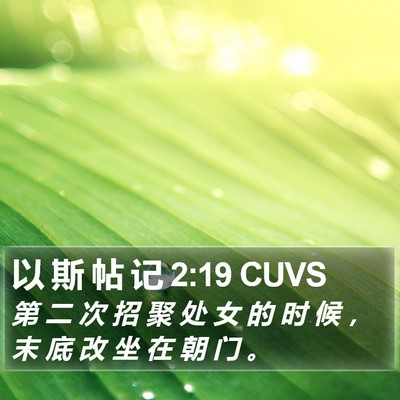 以 斯 帖 记 2:19 CUVS Bible Verse Image
