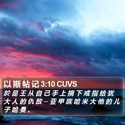 以 斯 帖 记 3:10 CUVS Bible Verse Image