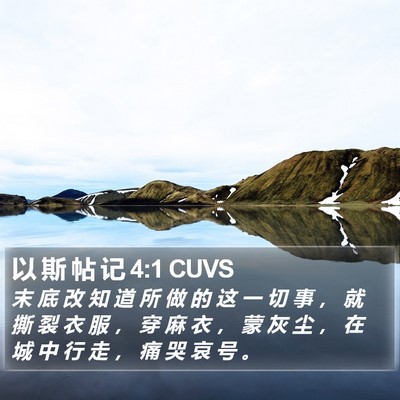 以 斯 帖 记 4:1 CUVS Bible Verse Image