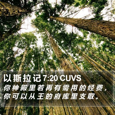以 斯 拉 记 7:20 CUVS Bible Verse Image