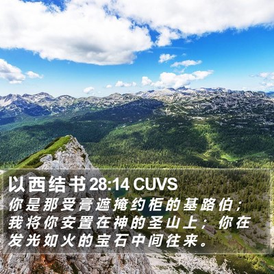 以 西 结 书 28:14 CUVS Bible Verse Image