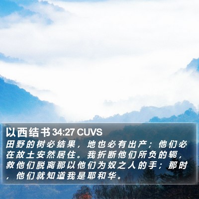 以 西 结 书 34:27 CUVS Bible Verse Image