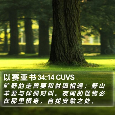 以 赛 亚 书 34:14 CUVS Bible Verse Image