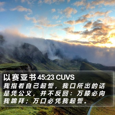 以 赛 亚 书 45:23 CUVS Bible Verse Image