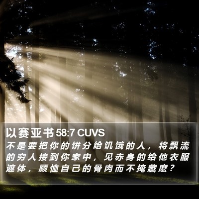 以 赛 亚 书 58:7 CUVS Bible Verse Image