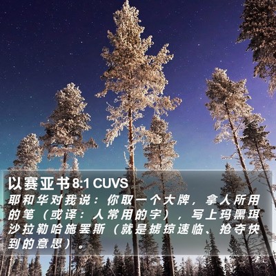 以 赛 亚 书 8:1 CUVS Bible Verse Image