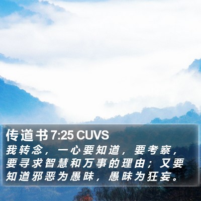 传 道 书 7:25 CUVS Bible Verse Image
