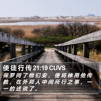 使 徒 行 传 21:19 CUVS Bible Verse Image