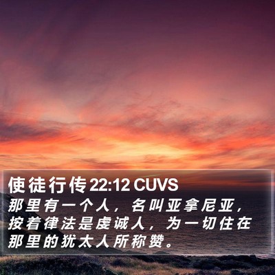 使 徒 行 传 22:12 CUVS Bible Verse Image