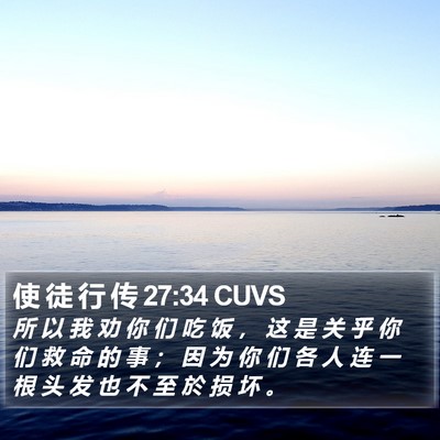 使 徒 行 传 27:34 CUVS Bible Verse Image
