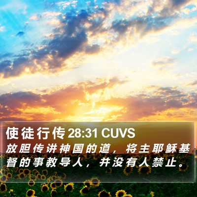 使 徒 行 传 28:31 CUVS Bible Verse Image