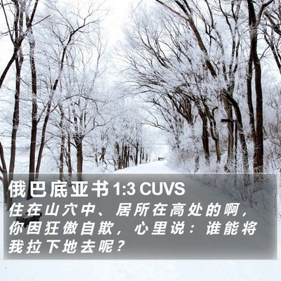 俄 巴 底 亚 书 1:3 CUVS Bible Verse Image