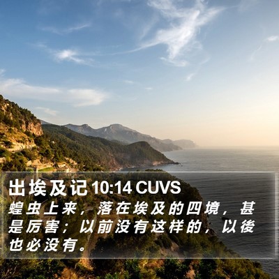 出 埃 及 记 10:14 CUVS Bible Verse Image